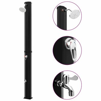 Buitendouche solar met douchekop en kraan 35 L zwart 1