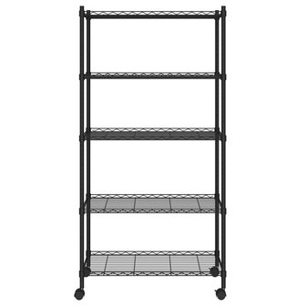 Opbergrek 5-laags met wielen 250 kg 75x35x155 cm zwart 3