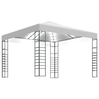Tuinpaviljoen met LED-lichtslinger 3x3 m wit 2