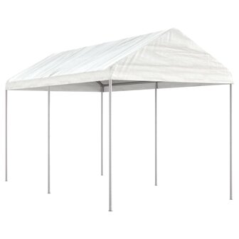 Prieel met dak 4,46x2,28x2,69 m polyetheen wit 1