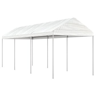 Prieel met dak 6,69x2,28x2,69 m polyetheen wit 1