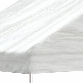Prieel met dak 4,46x4,08x3,22 m polyetheen wit 4