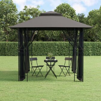 Prieel met zijwanden 300x300x270 cm staal antracietkleurig 1