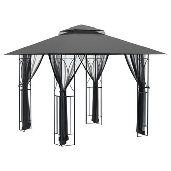 Prieel met zijwanden 300x300x270 cm staal antracietkleurig 2