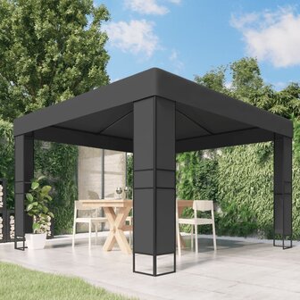 Prieel met dubbel dak 3x3 m antraciet 1