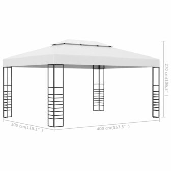 Tuinprieel 4x3x2,7 m gepoedercoat staal wit 6