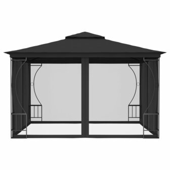 Prieel met netten 300x300x265 cm antracietkleurig 2