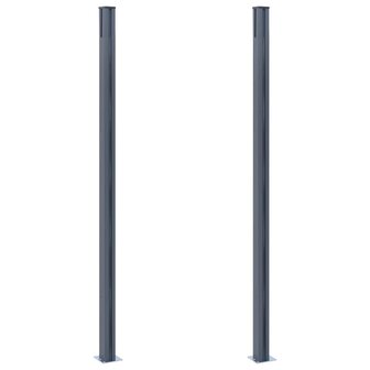 Schuttingpalen 2 st 185 cm aluminium donkergrijs 3