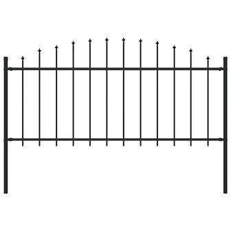 Tuinhek met speren bovenkant (0,5-0,75)x1,7 m staal zwart 1