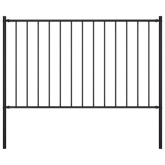 Hekpaneel met palen 1,7x1,25 m gepoedercoat staal zwart 1