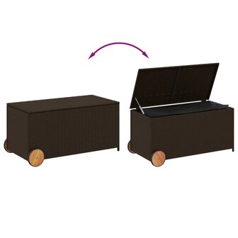 Tuinbox met wielen 190 L poly rattan bruin 7