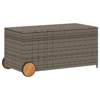 Tuinbox met wielen 190 L poly rattan grijs 2