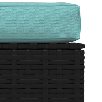 Tuinvoetenbank met kussen 70x70x30 cm poly rattan zwart 4