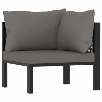Hoekbank sectioneel met linkerarmleuning poly rattan antraciet 1