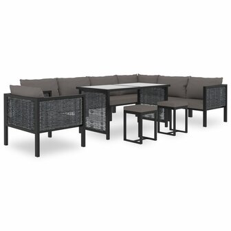 Hoekbank sectioneel met linkerarmleuning poly rattan antraciet 9