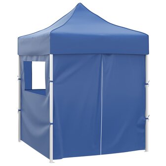 Partytent met 4 zijwanden inklapbaar 2x2 m staal blauw 3