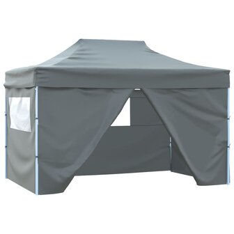 Partytent met 4 zijwanden inklapbaar 3x4 m staal antraciet 1
