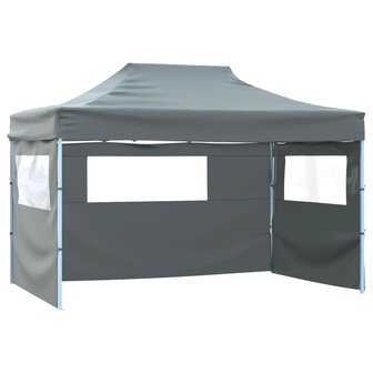 Partytent met 4 zijwanden inklapbaar 3x4 m staal antraciet 4