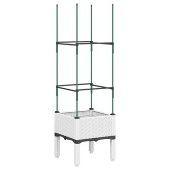 Plantenbak met latwerk 40x40x142,5 cm polypropeen wit 2