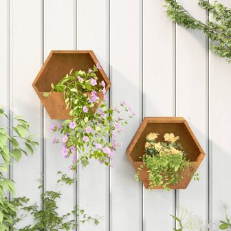 Plantenbakken wandmontage 2 st 30x10x25 cm cortenstaal roestig 1
