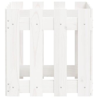 Plantenbak met hekontwerp 40x40x40 cm massief grenenhout wit 6