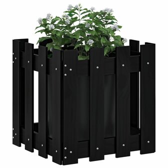 Plantenbak met hekontwerp 40x40x40 cm massief grenenhout zwart 3