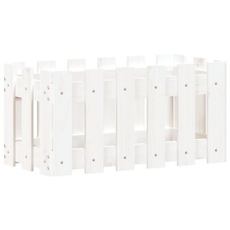 Plantenbak met hekontwerp 60x30x30 cm massief grenenhout wit 4