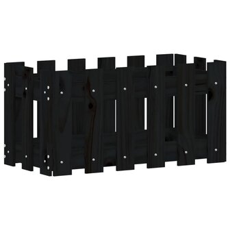 Plantenbak met hekontwerp 60x30x30 cm massief grenenhout zwart 4