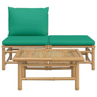 3-delige Loungeset met kussens bamboe groen 3