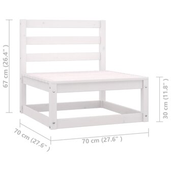 3-delige Loungeset met kussens massief grenenhout wit 8