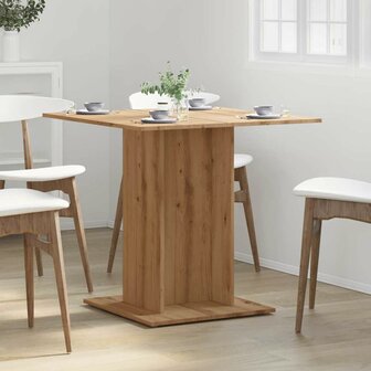 Eettafel 80x80x75 cm bewerkt hout artisanaal eikenkleurig 4
