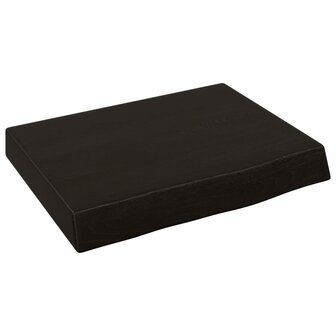 Wastafelblad 40x30x(2-6) cm behandeld massief hout donkerbruin 2