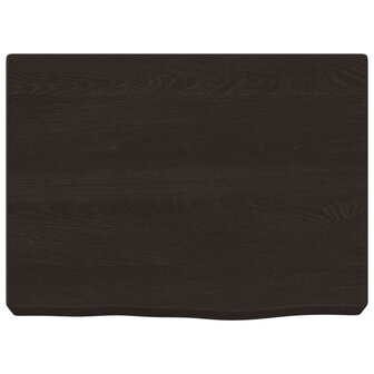 Wastafelblad 40x30x(2-6) cm behandeld massief hout donkerbruin 3