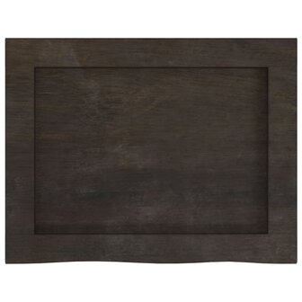 Wastafelblad 40x30x(2-6) cm behandeld massief hout donkerbruin 4