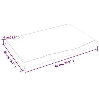 Wastafelblad 60x40x(2-4) cm behandeld massief hout donkerbruin 8