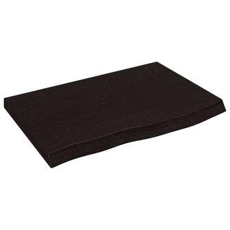 Wastafelblad 60x40x(2-6) cm behandeld massief hout donkerbruin 2