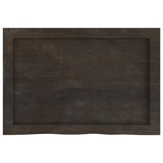 Wastafelblad 60x40x(2-6) cm behandeld massief hout donkerbruin 4