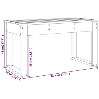 Tuinbank 80x38x45 cm massief grenenhout wit 8
