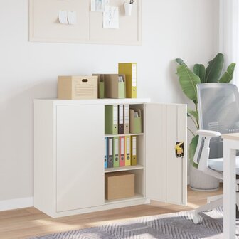 Archiefkast 90x40x90 cm staal wit 1