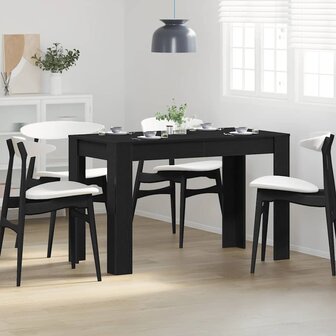 Eettafel 120x60x76 cm spaanplaat zwart eikenkleurig 1