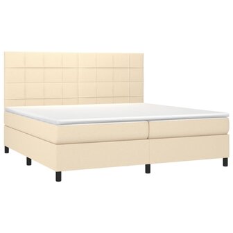 Boxspring met matras stof cr&egrave;mekleurig 200x200 cm 3