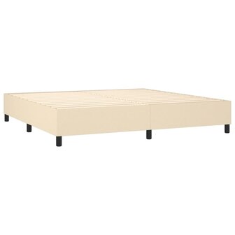 Boxspring met matras stof cr&egrave;mekleurig 200x200 cm 4