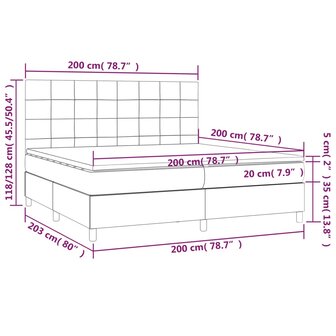 Boxspring met matras stof cr&egrave;mekleurig 200x200 cm 6