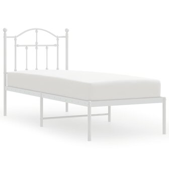 Bedframe met hoofdbord zonder matras metaal wit 75x190 cm 2
