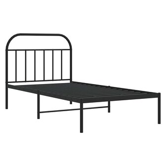 Bedframe met hoofdbord metaal zwart 100x190 cm 3