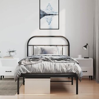 Bedframe met hoofdbord metaal zwart 100x190 cm 4