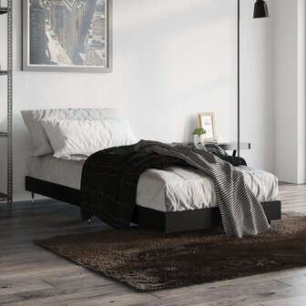 Bedframe bewerkt hout zwart 75x190 cm 1