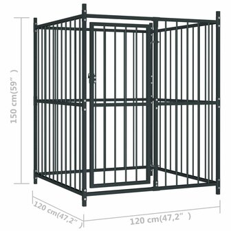 Hondenkennel voor buiten met dak 120x120x150 cm 6