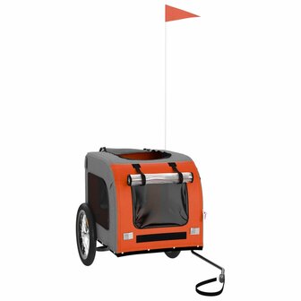 Hondenfietstrailer oxford stof en ijzer oranje en grijs 3