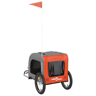Hondenfietstrailer oxford stof en ijzer oranje en grijs 8